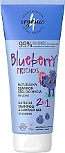 Düfte, Parfümerie und Kosmetik 2in1 Natürliches Shampoo und Duschgel für Kinder - 4Organic Blueberry Friends Natural Shampoo & Shower Gel 2 in 1