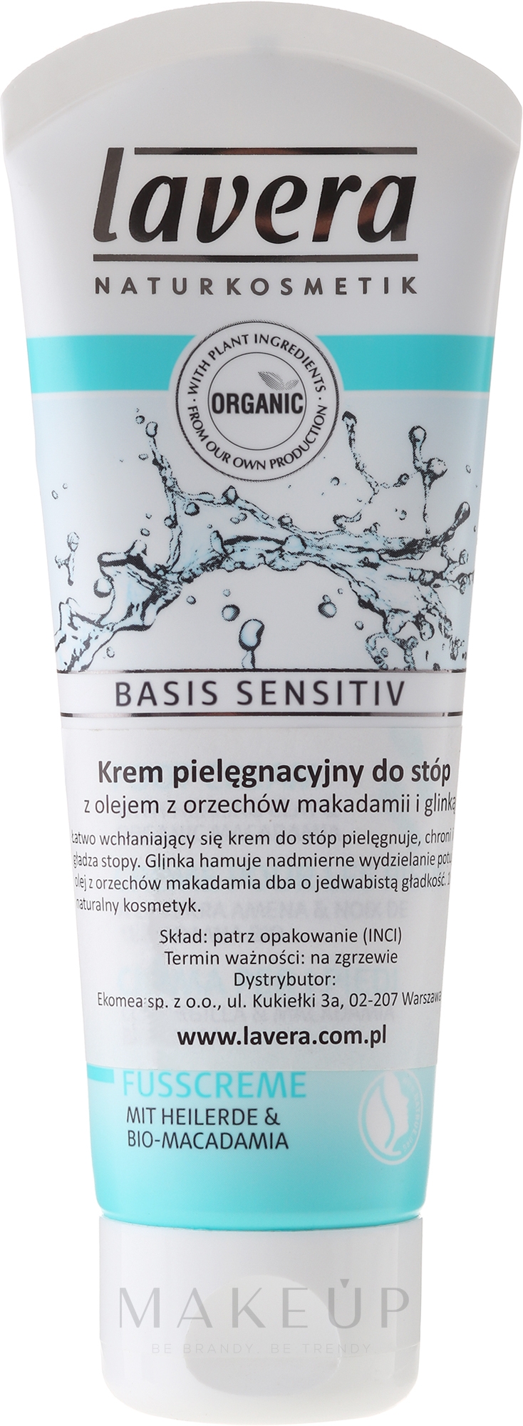 Fußcreme mit Bio-Macadamia und Heilerde für trockene Haut - Lavera Basis Sensitiv Foot Cream — Bild 75 ml