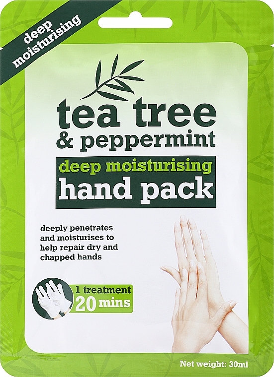 Feuchtigkeitsspendende Handmaske in Handschuh-Form mit Teebaum und Pfefferminze - Xpel Marketing Ltd Tea Tree & Peppermint Deep Moisturising Hand Pack — Bild N1