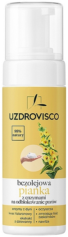 Schaum mit Hyaluronsäure - Uzdrovisco Facial Cleansing Foam With Enzymes To Unclog Pores — Bild N1