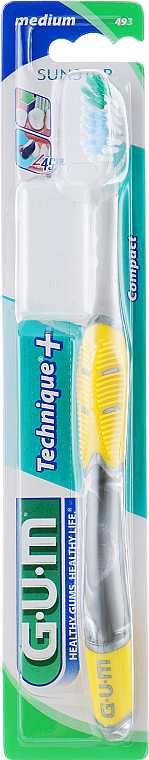 Zahnbürste Technique+ mittel gelb - G.U.M Medium Compact Toothbrush — Bild N1