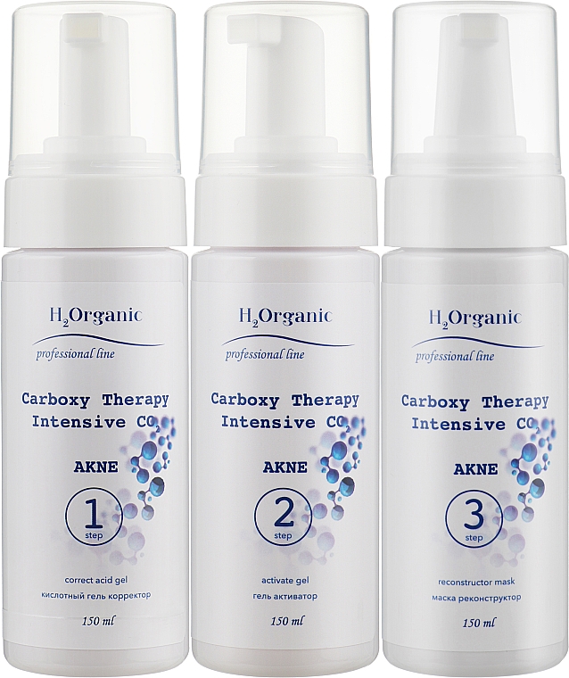 Gesichtspflegeset gegen Akne - H2Organic Carboxy Therapy Intensive CO2 Akne (2xgel/150ml + mask/150ml) — Bild N1