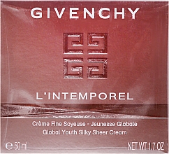 Sanfte und feuchtigkeitsspendende Tagescreme - Givenchy L'Intemporel Global Youth Silky Sheer Cream — Foto N2