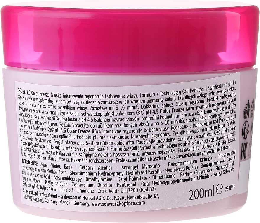 Pflegende Maske für coloriertes Haar - Schwarzkopf Professional Bonacure Color Freeze pH 4.5 Treatment — Bild N2