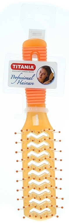 Massagebürste schmal für Haartrockner 9 Reihen orange - Titania