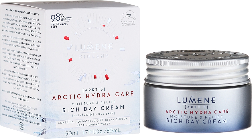 Reichhaltige Tagescreme mit Hafer und Rapsöl - Lumene Arctic Hydra Moisture Relief Cream — Bild N1