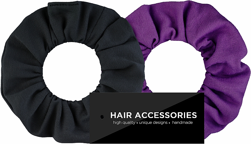 Haargummi-Set schwarz und violett 2 St. - MakeUp — Bild N1