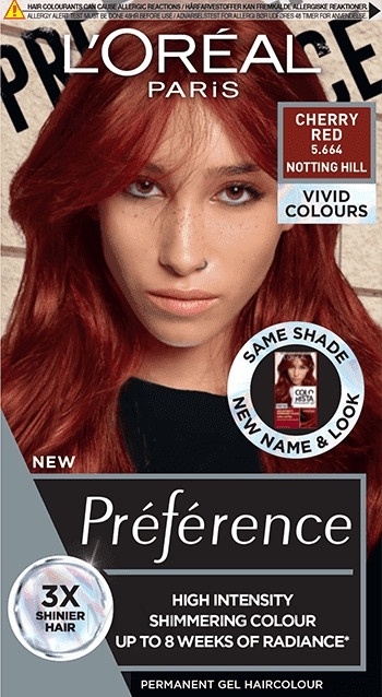 Permanente Haarfarbe Vivid Colours - L'Oreal Paris Preference Vivid Colours — Bild 5.664 - Cherry Red