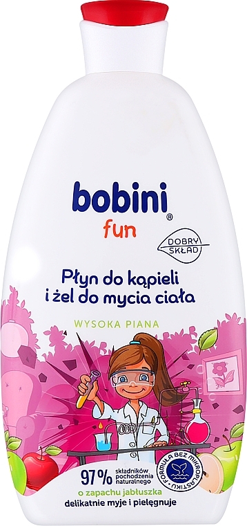 Badegel-Schaum mit Apfelduft - Bobini Fun Bubble Bath & Body High Foam Apple — Bild N1