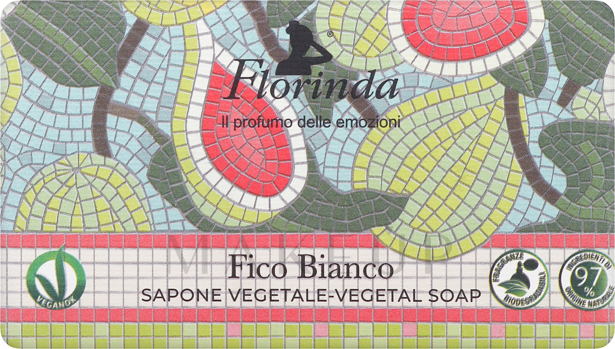 Naturseife mit weißem Feigenaroma - Florinda Mosaici Italiani Vegetal Soap — Bild 200 g