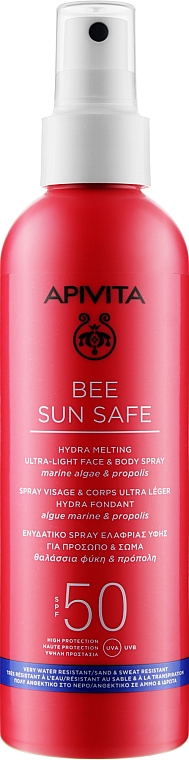 Sonnenschutzspray für Gesicht und Körper SPF 50 - Apivita Bee Sun Safe Hydra Melting Ultra Light Face & Body Spray SPF50 — Bild N1