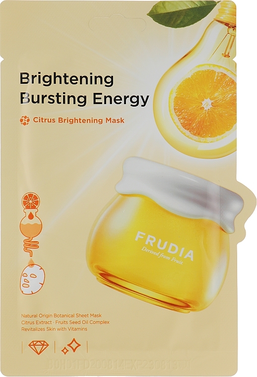 Aufhellende Tuchmaske mit japanischem Mandarinenschalenextrakt und Vitamin C - Frudia Brightening Citrus Mask — Bild N2