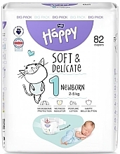 Babywindeln 2-5 kg Größe 1 Newborn 82 St. - Bella Baby Happy Soft & Delicate  — Bild N2