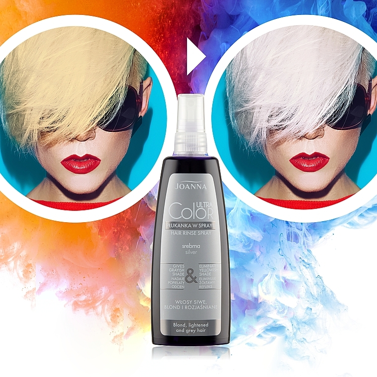 Silberne Tönungsspülung für graue, blonde und aufgehellte Haare - Joanna Ultra Color System Hair Spray Lotion — Bild N5