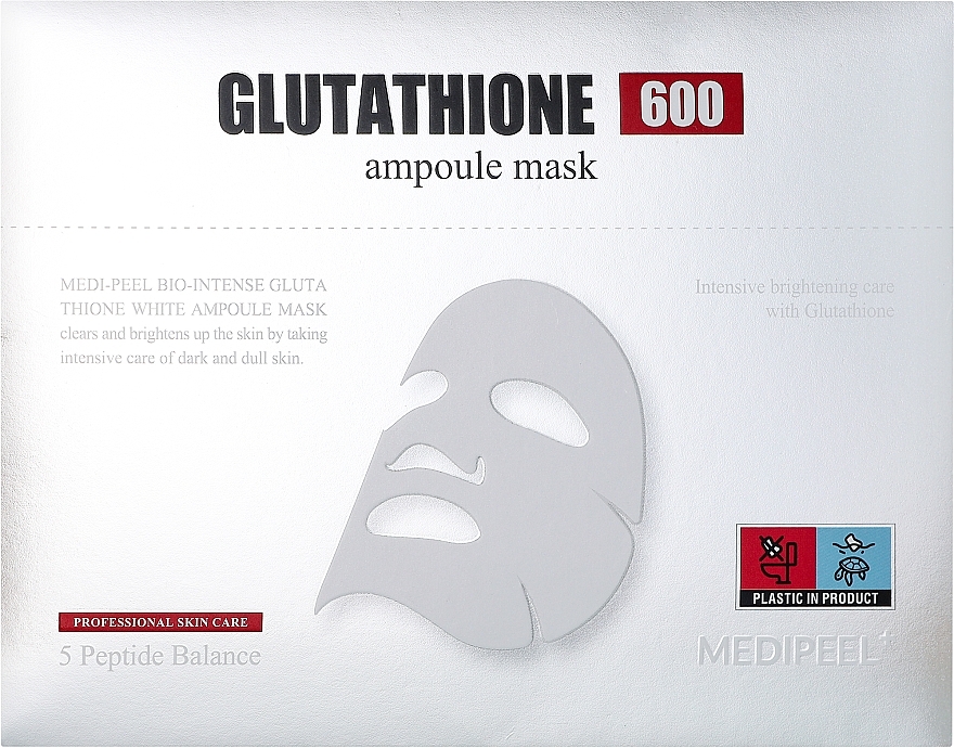 Antioxidative Tuchmaske mit Glutathion und Vitaminen - Medi-Peel Bio-Intense Glutathione White Ampoule Mask — Bild N1