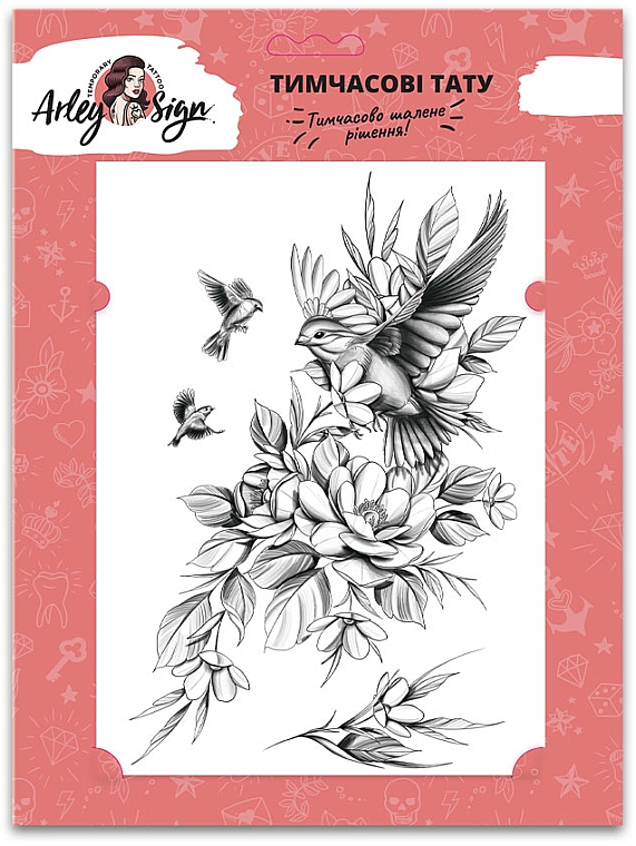 Temporäres Tattoo Blumenvogel - Arley Sign — Bild N1