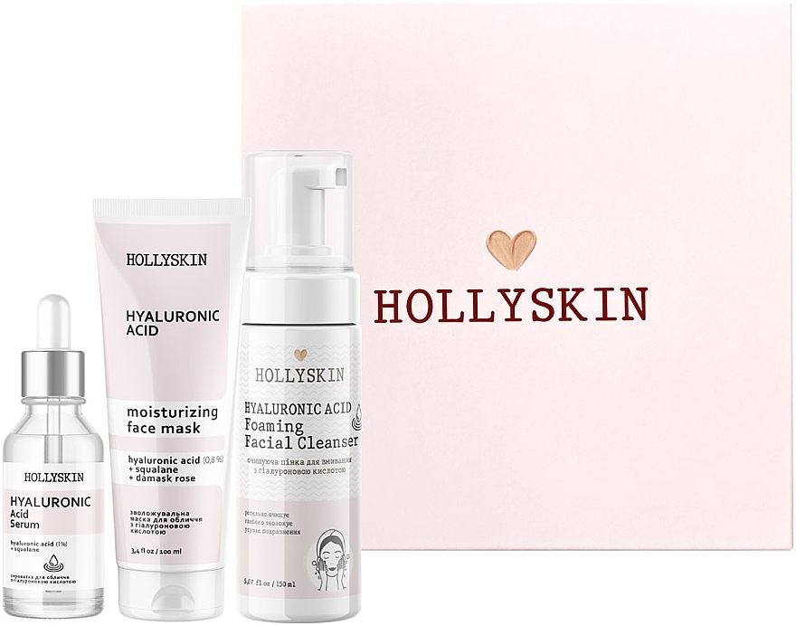 Set - Hollyskin Hyaluronic Acid Intensive Care (mask/100ml + foam/150ml + ser/50ml) — Bild N2