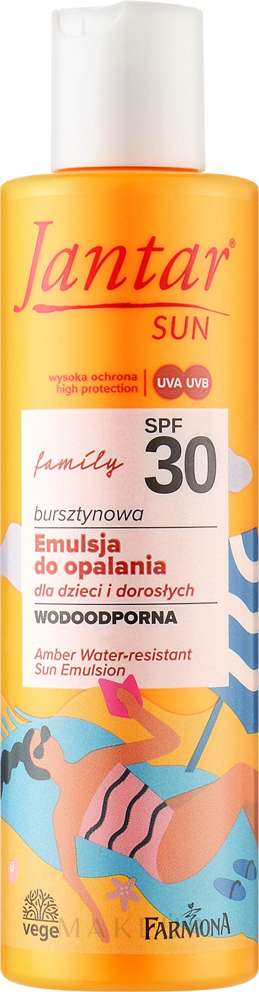 Wasserfeste Sonnenschutzemulsion für die ganze Familie - Farmona Jantar Sun SPF 30 — Bild 200 ml