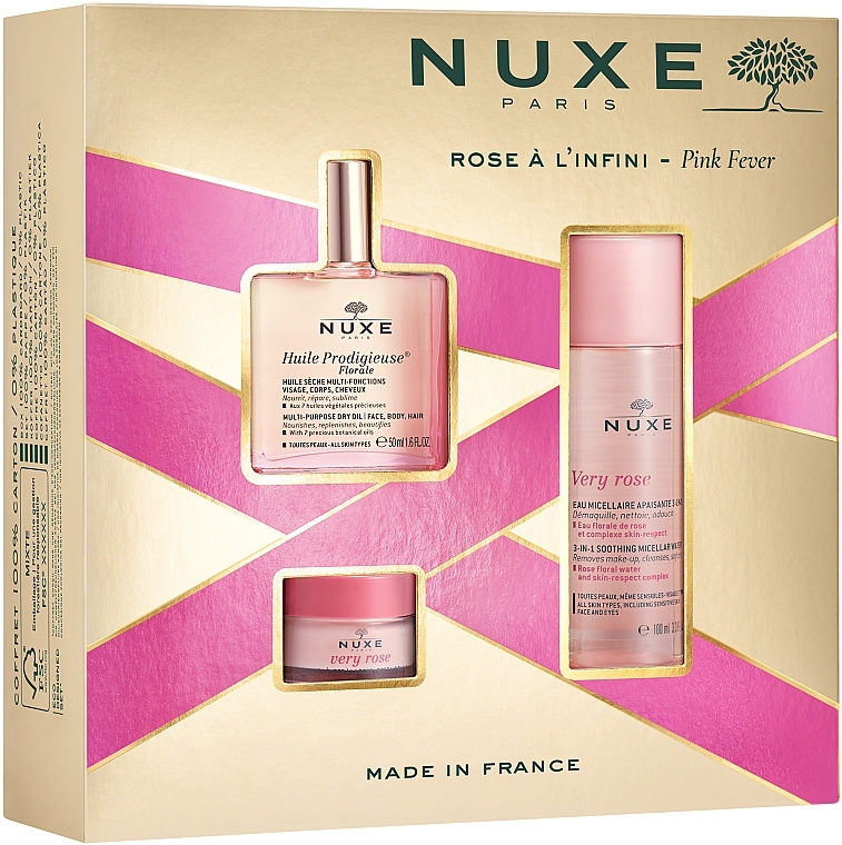 Gesichtspflegeset - Nuxe Pink Fever (Öl 50ml + Mizellenwasser 100ml + Lippenbalsam 15g)  — Bild N1