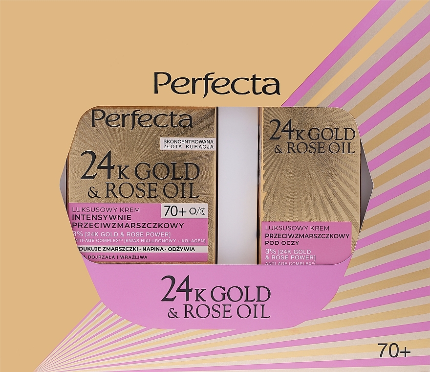 Set - Perfecta 24K Gold & Rose Oil 70+ (Gesichtscreme 50 ml + Augencreme 15 ml) — Bild N1