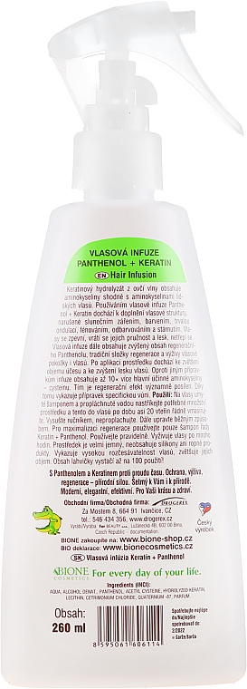 Haarspray mit Panthenol und Keratin - Bione Cosmetics Keratin + Panthenol Hair Infusion — Bild N2