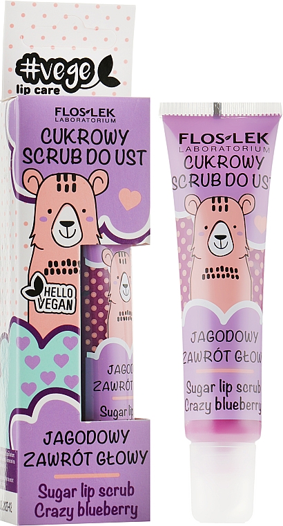 Lippenpeeling mit Blaubeerduft - Floslek Vege Lip Care Sugar Lip Scrub Crazy Bleuberry