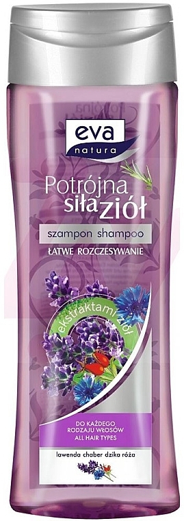Shampoo für alle Haartypen Lavendel, Kornblume und Hagebutte - Eva Natura  — Bild N1