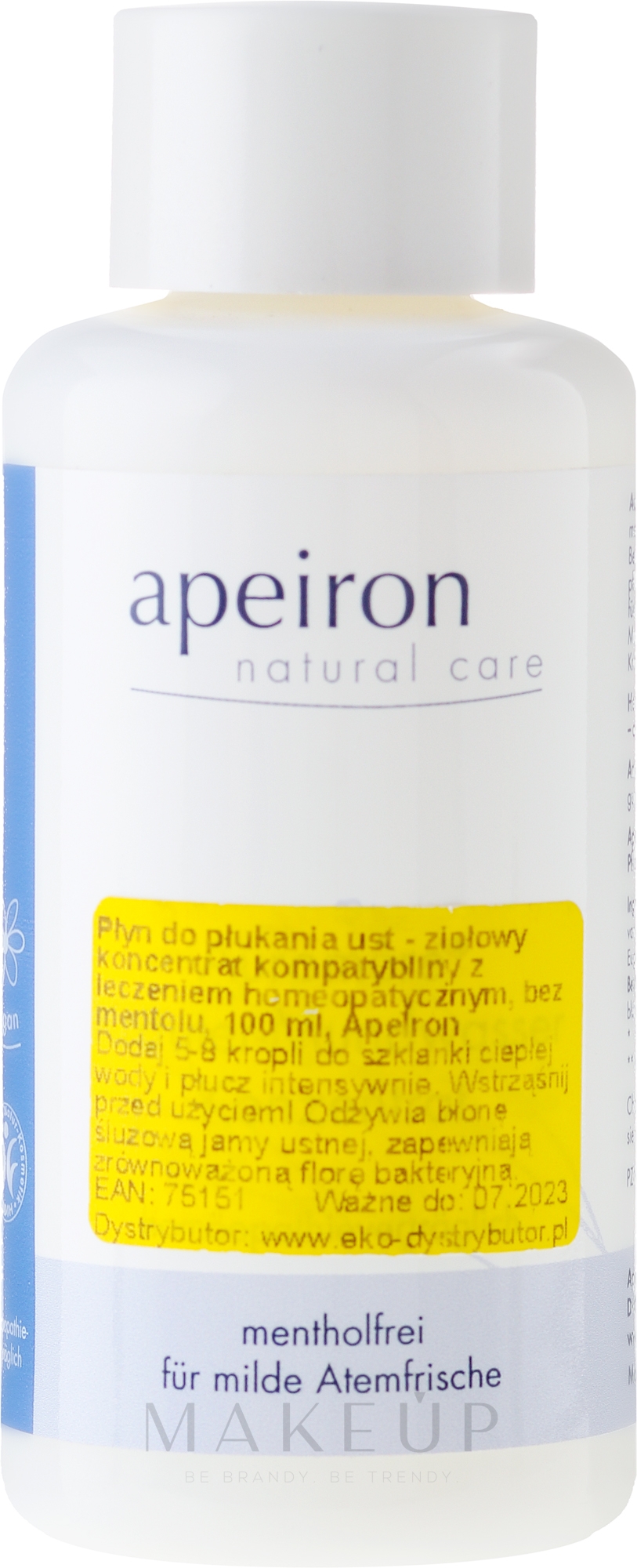 Mentholfreie Mundspülung für milde Atemfrische - Apeiron Auromere Herbal Concentrated Mouthwash Homeopathic — Bild 100 ml