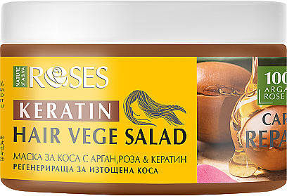 Revitalisierende Maske für strapaziertes Haar mit Rosen-, Argan- und Keratinöl - Nature of Agiva Roses Keratin Vege Salad Mask Care & Repair — Bild N1