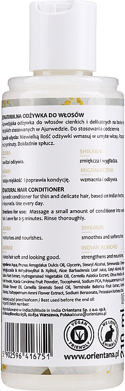 Ayurvedische Haarspülung mit Jasmin und Mandel - Orientana Ayurvedic Hair Conditioner Jasmine & Almond — Bild N2