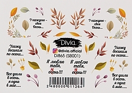 Düfte, Parfümerie und Kosmetik Dekorative Nagelsticker wasserlöslich, auf weißer Unterlage Di865 - Divia White Water Based Nail Stickers, Di865