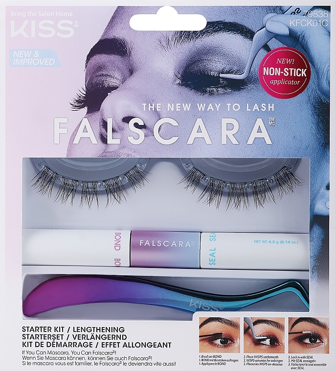 Make-up Set (Mascara 9g + Applikator + Künstliche Wimpern) - Kiss Falscara Eyelash Starter Kit — Bild N1