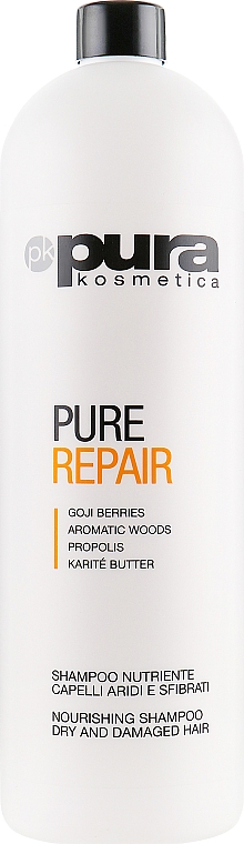 Pflegendes und regenerierendes Shampoo für trockenes und strapaziertes Haar mit Goji-Beere, Propolis und Sheabutter - Pura Kosmetica Pure Repair — Bild N1