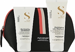 Haarpflegeset - Alfaparf Diamond Normal Hair Illuminating Travel Set (Shampoo 75ml + Conditioner 50ml + Kosmetiktasche 1 St.)  — Bild N1