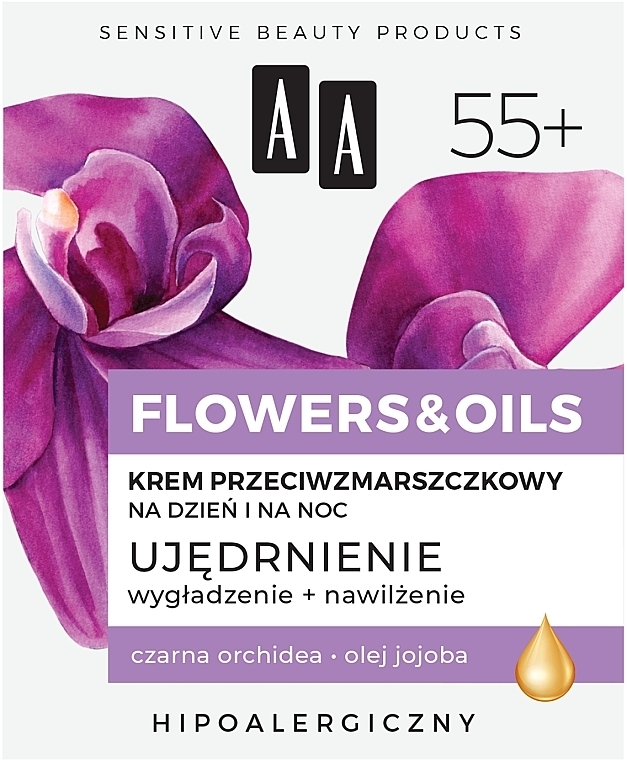 Straffende Tages- und Nachtcreme gegen Falten 55+ - AA Flowers & Oils Night And Day Cream — Bild N1