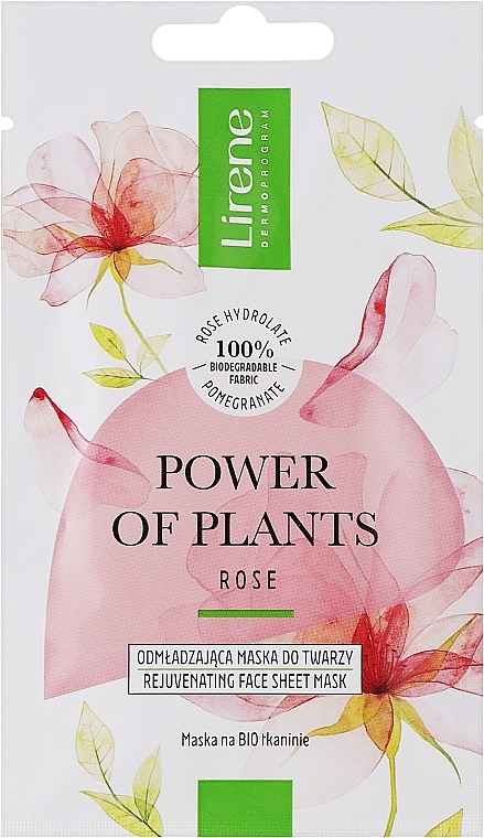 Verjüngende Gesichtsmaske - Lirene Power Of Plants Rose Rejuvenating Face Sheet Mask  — Bild N1