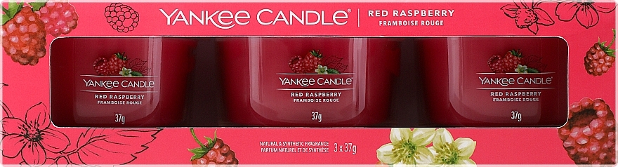 Duftkerzen-Set Rote Himbeere - Yankee Candle Red Raspberry (candle/3x37g) — Bild N1