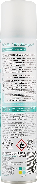 Trockenes Shampoo - Batiste Dry Shampoo Clean and Classic Original — Bild N2