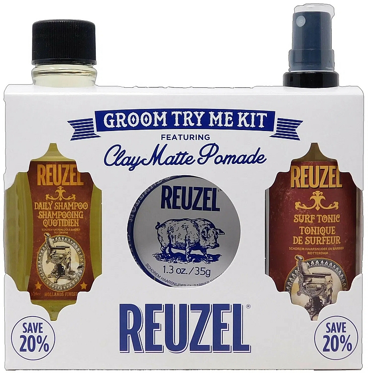 Set - Reuzel Clay Matte Try Me Kit (h/pomade/35g + h/tonic/100ml + shm/100ml) — Bild N1