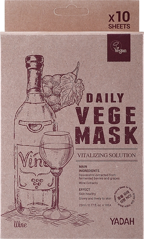 Tuchmaske für das Gesicht mit Wein - Yadah Daily Vegi Wine Mask — Bild N3