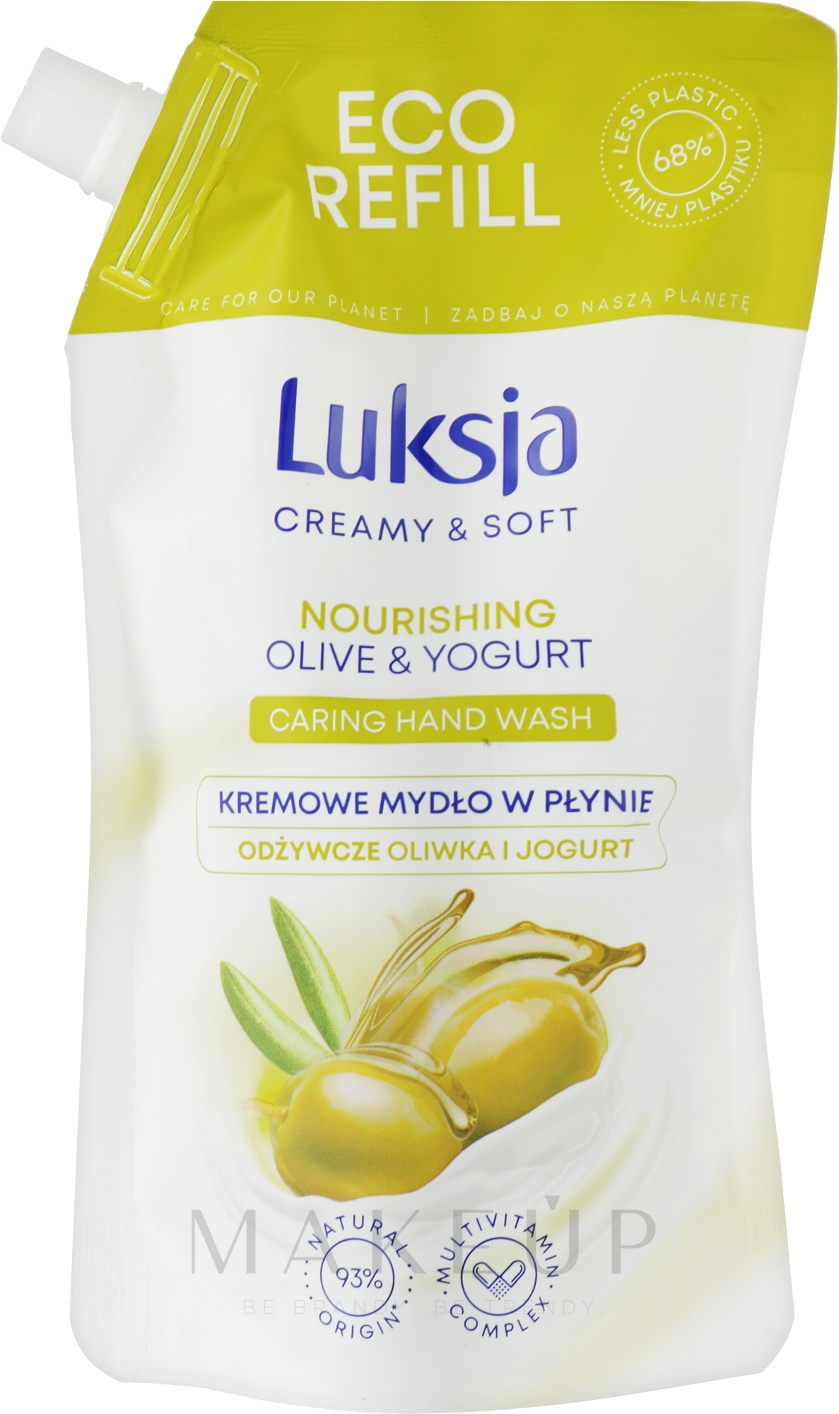 Pflegende Cremeseife für die Hände mit Oliven und Joghurt - Luksja Creamy & Soft Olive & Yogurt Caring Hand Wash (Doypack) — Bild 400 ml