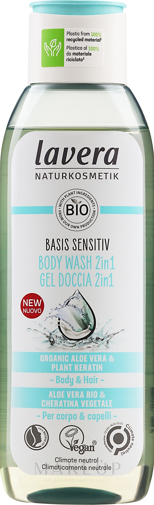 GESCHENK! Duschgel - Lavera Basis Sensitiv Body Wash 2 In 1 Organic Aloe Vera & Plant Keratin — Bild 250 ml