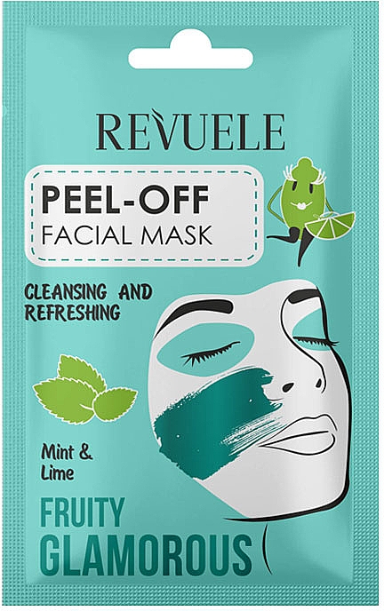 Talgregulierende und erfrischende Peel-Off-Gesichtsmaske mit Minze und Limette - Revuele Fruity Glamorous Peel-off Facial Mask Mint&Lime — Bild N1