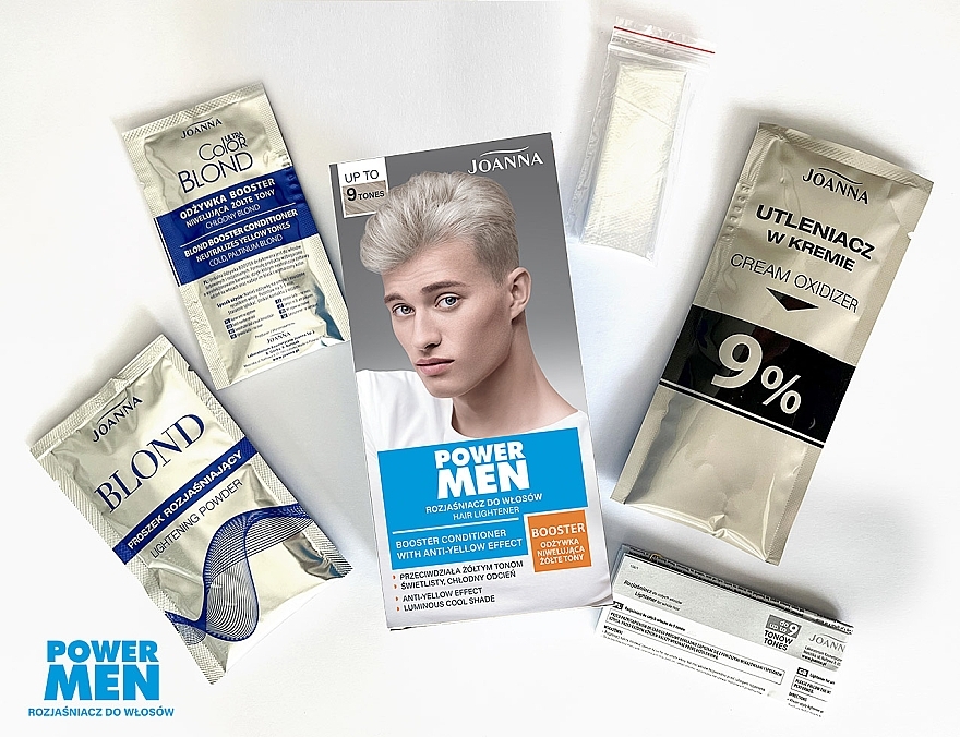 Haaraufheller bis zu 9 Töne - Joanna Power Men Hair Lightener Booster Conditioner With Anti-Yellow Effect — Bild N5