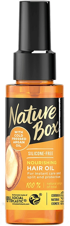 Nährendes und schützendes Haaröl mit kaltgepresstem Arganöl - Nature Box Argan Oil Nourishing Hair Oil — Bild N1