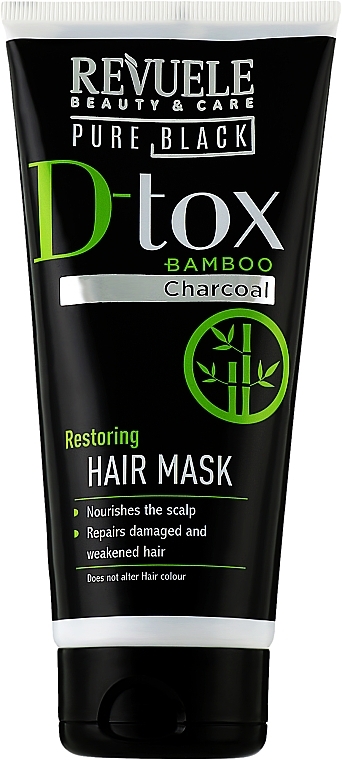 Regenerierende Detox-Maske für Haar und Kopfhaut mit Bambuskohle - Revuele Pure Black Detox Restoring Hair Mask