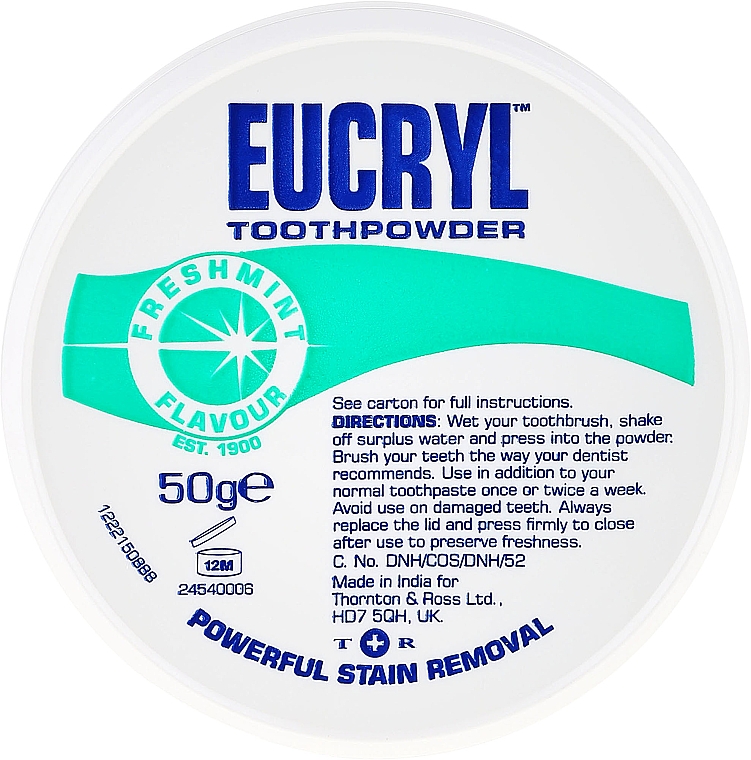 Aufhellender und polierender Zahnpulver mit Minzgeschmack - Eucryl Toothpowder Freshmint — Bild N2