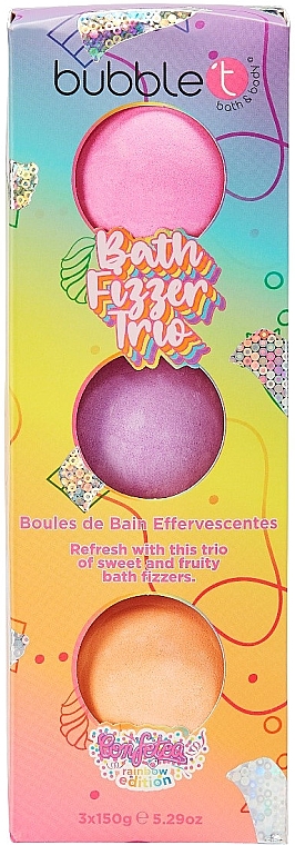 Badebomben-Set - Bubble T Rainbow Bath Fizzer Trio (Badebombe 3x150g) — Bild N1