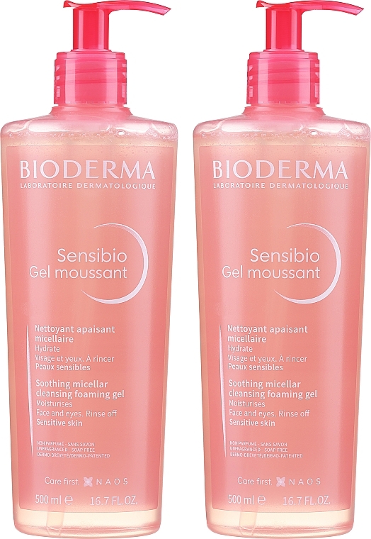 Set - Bioderma Sensibio Mild Cleansing Foaming Gel (2 x cl/gel/500ml) — Bild N2