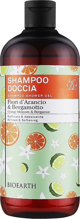 Shampoo-Duschgel Orangenblüte und Bergamotte - Bioearth Family Orange Blossom & Bergamot Shampoo Shower Gel  — Bild N2